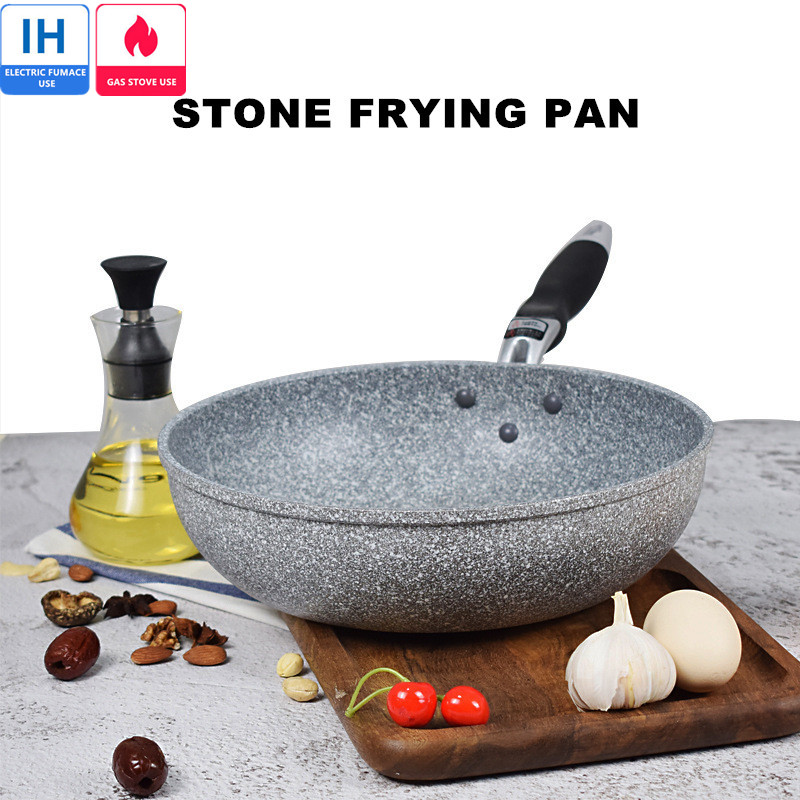Home Cooking Cookbook - ノンスティックパン耐久性のある石フライパン中華鍋ホームステーキスキレットパンケーキ揚げ電磁調理器ガスストーブ調理器具セットキッチン用