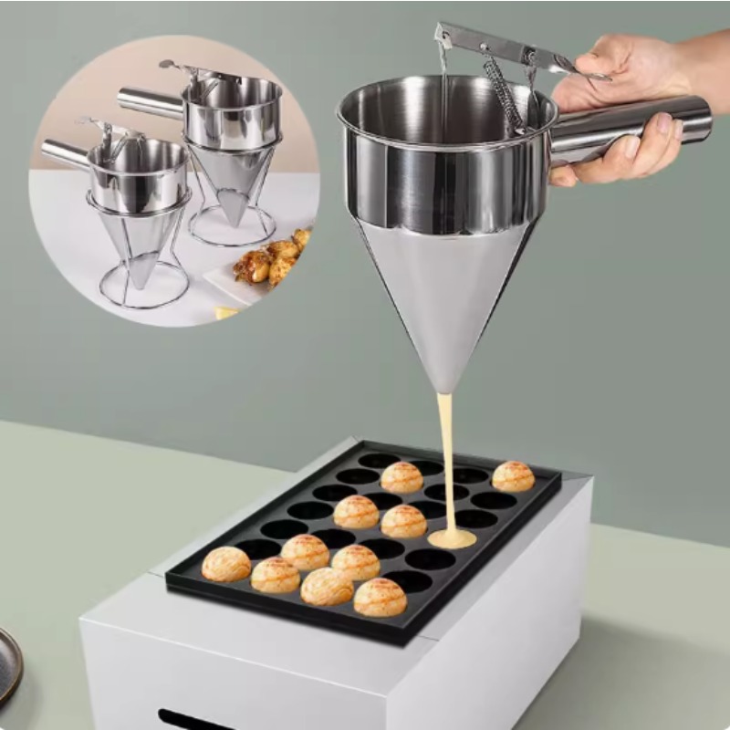 Home Cooking Help - 600/1200MLステンレス製液体漏斗ディスペンサー、タコボールツール、ハンドルとブラケット付き調理キッチンアクセサリー