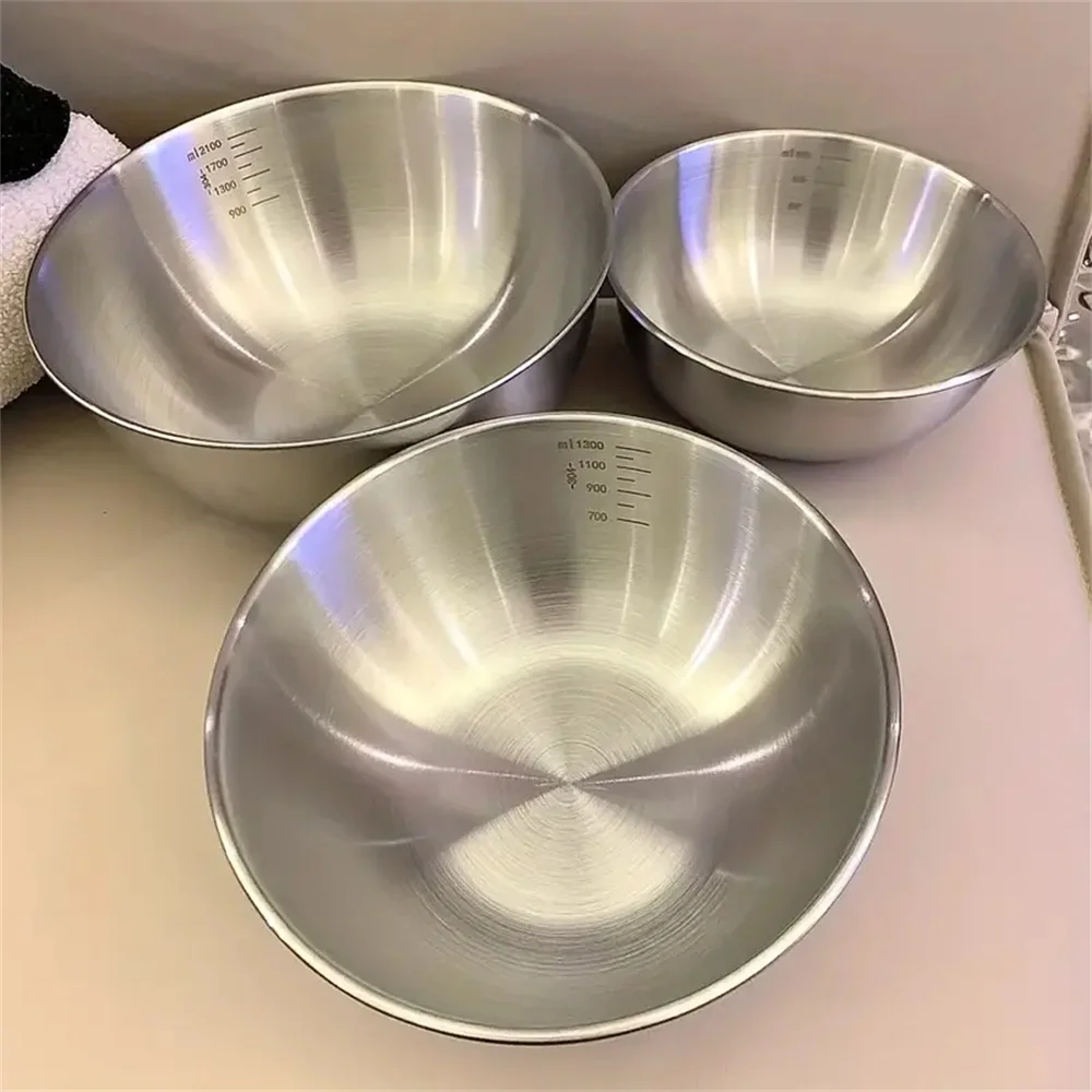 Home Cooking Cookbook - 1～3個のステンレス製ボウルセット、計量機能付き、調理、ベーキング、食品保存用、大容量ミキシングボウル、家庭用キッチン必需品