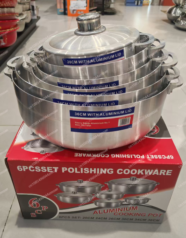 6個入りアルミ鍋セット、厚底調理器具、蓋付き、ノンスティック - Home Cooking Cookbook のレビューと価格
