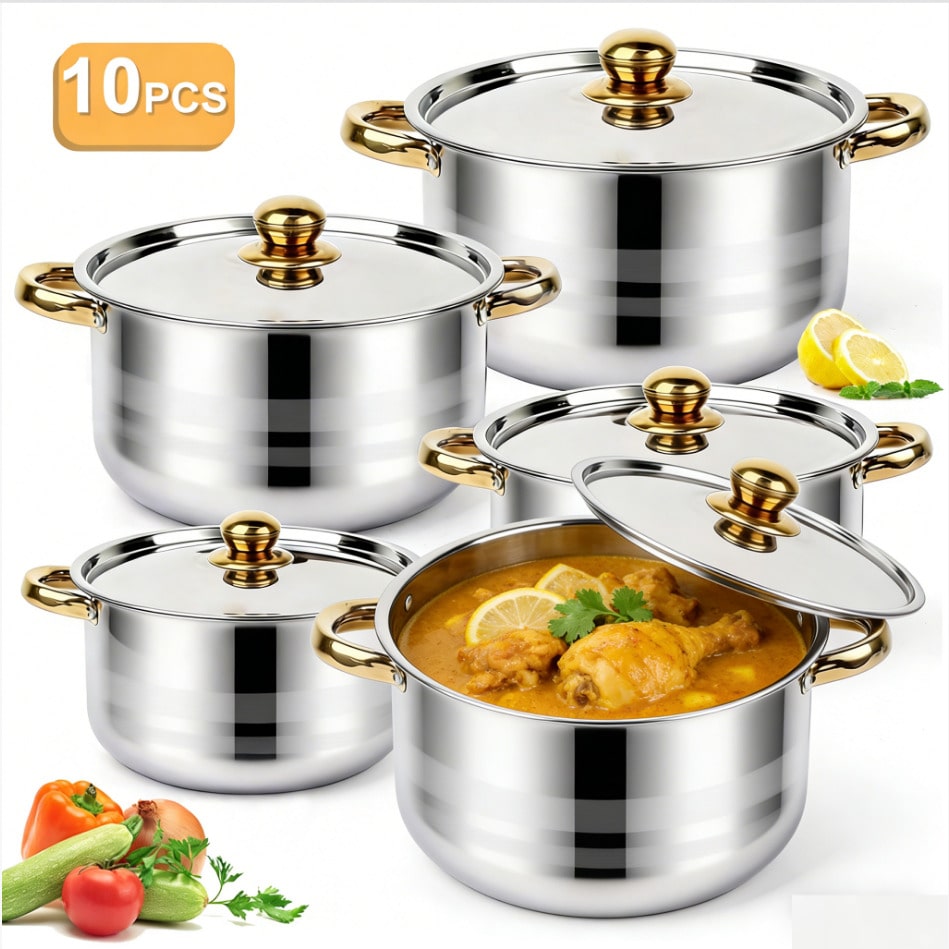 ステンレス製鍋セット モダンラグジュアリー調理器具 ストック - Home Cooking Cookbook のレビューと価格